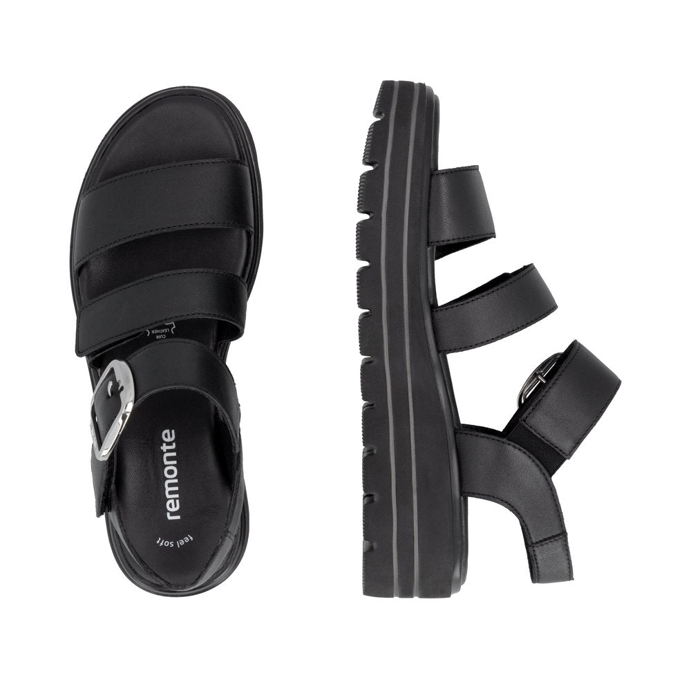 Remonte Black Platform Sandal|D3N5000