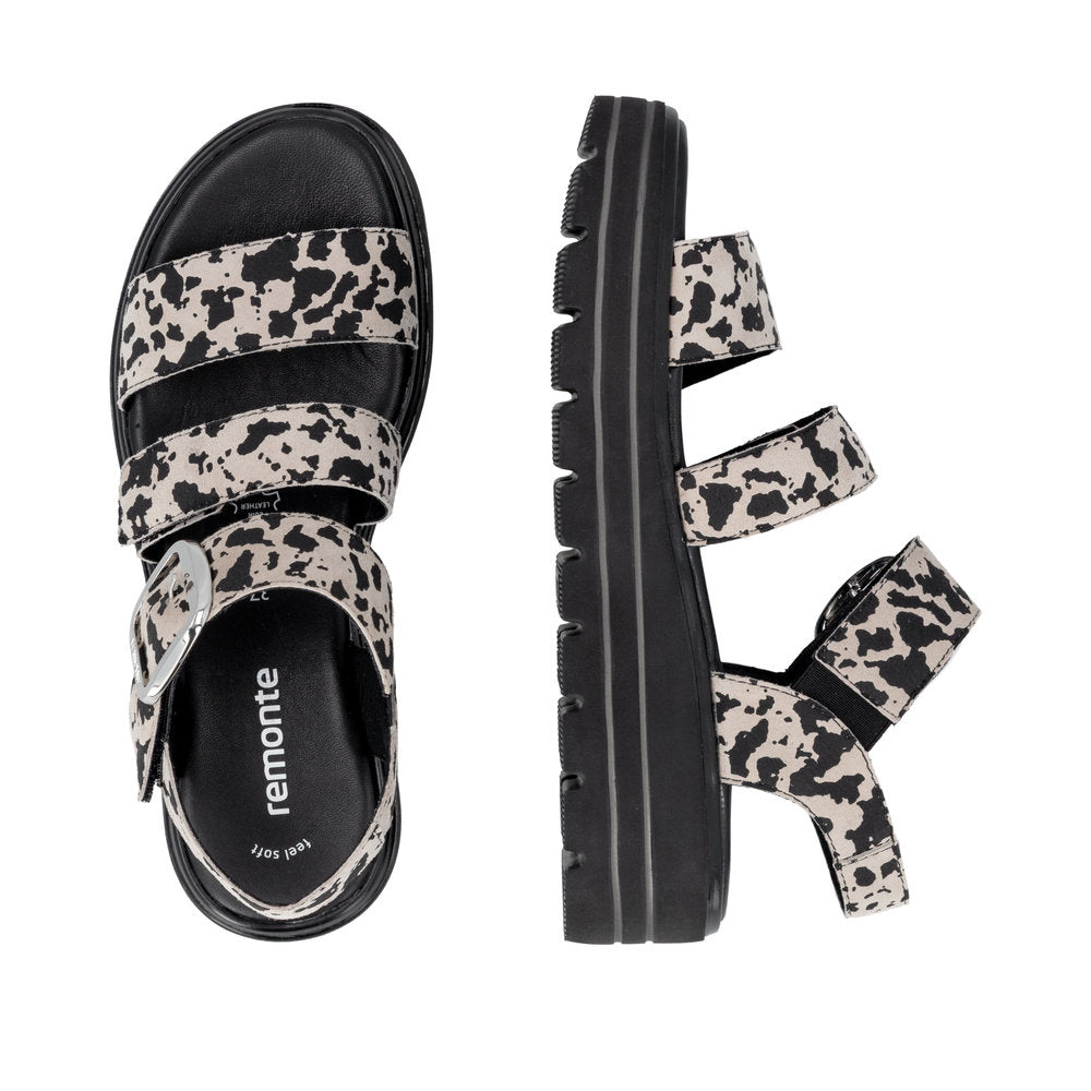 Remonte Cow Print Platform Sandal|D3N5060