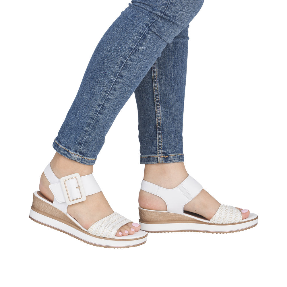 Remonte White Wedge Sandal|D645381