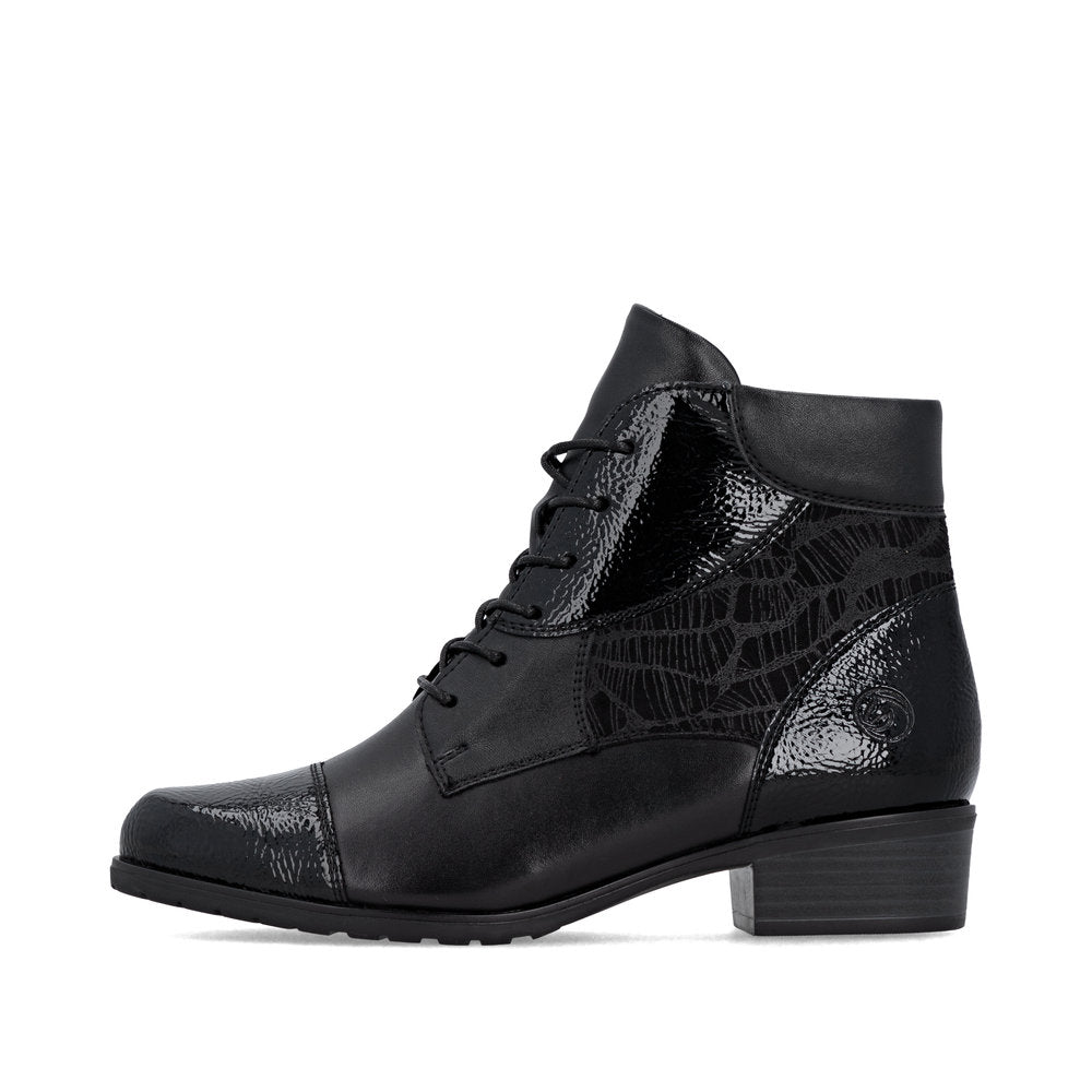 Remonte Black Patchwork Ankle Boot|D688200N