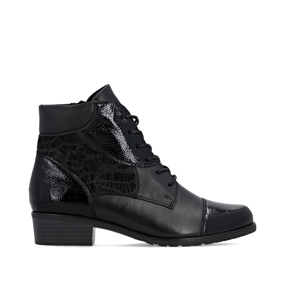 Remonte Black Patchwork Ankle Boot|D688200N