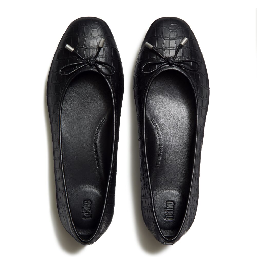 Fitflop Black Croc Ballerina|AAI090