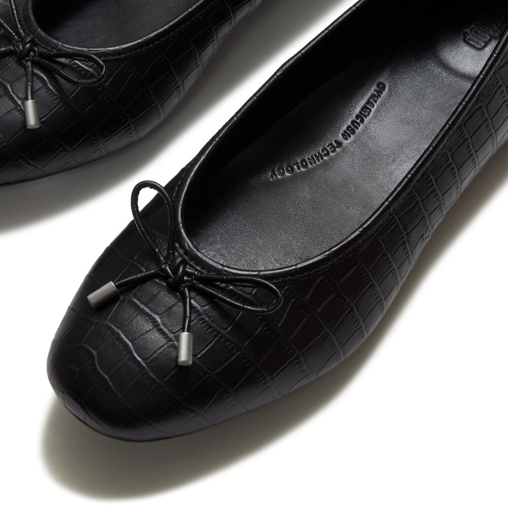 Fitflop Black Croc Ballerina|AAI090