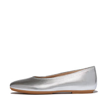Load image into Gallery viewer, Silver flat shoe on a white background
