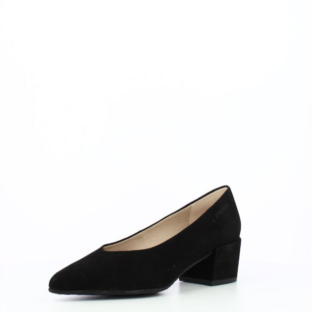 Wonders Black Suede Leather Pump|E7201NE