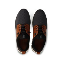Load image into Gallery viewer, Black and brown shoes on a white background

