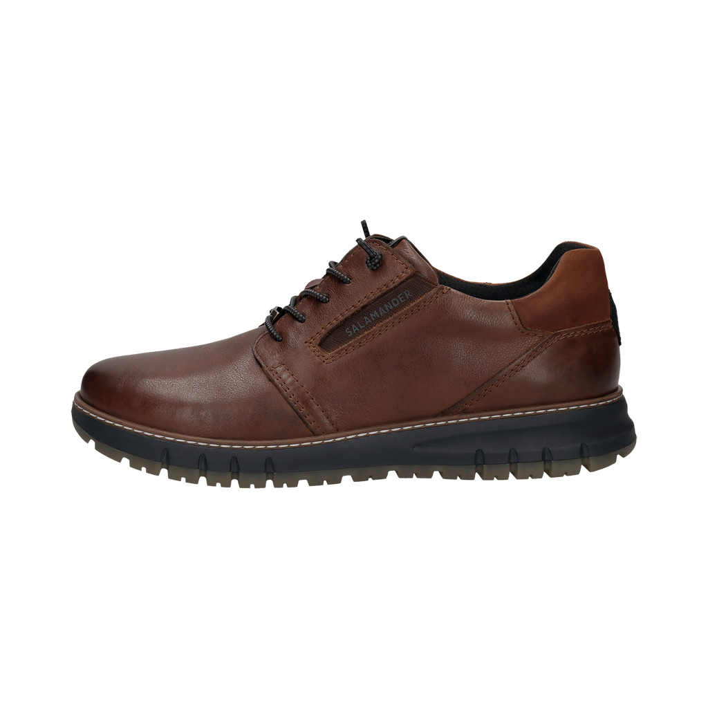 Salamander Brown Leather Laced Sporty Shoe|E31AV00160