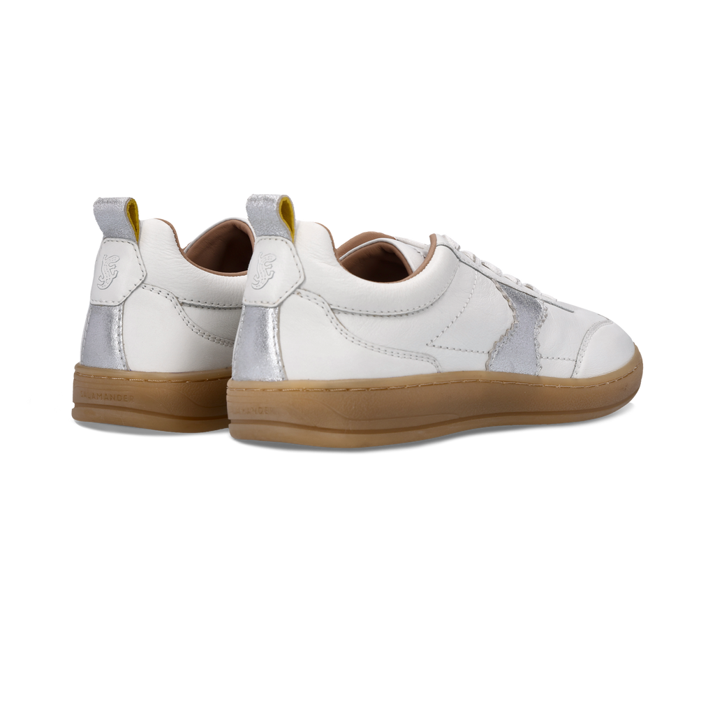Salamander White and Silver Leather Trainer|F31ARN0320
