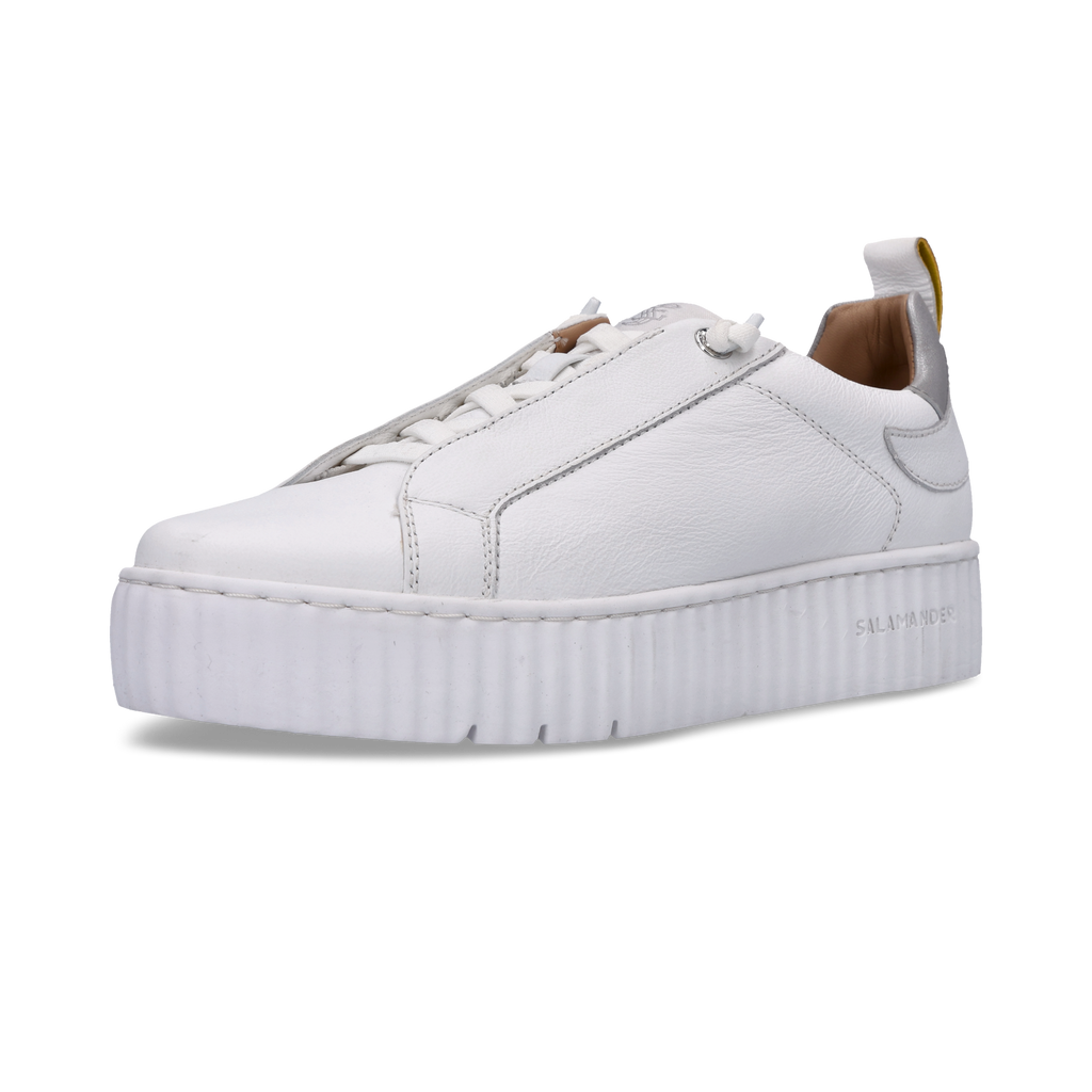 Salamander White Leather Platform Trainer|F31ARP0320