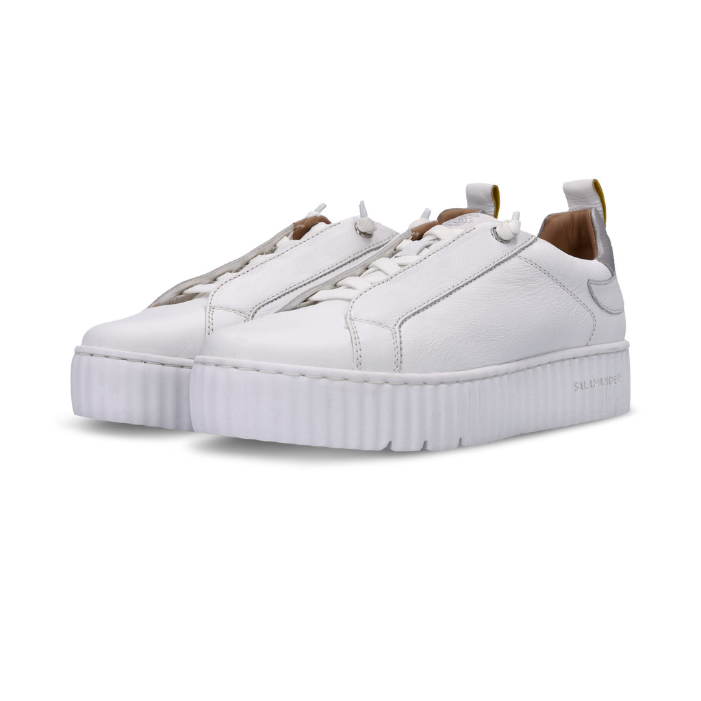 Salamander White Leather Platform Trainer|F31ARP0320