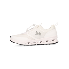 Load image into Gallery viewer, White sneaker with a brand logo on a white background
