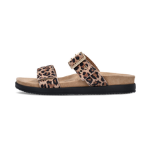 Load image into Gallery viewer, Leopard print sandal with cork sole on a white background
