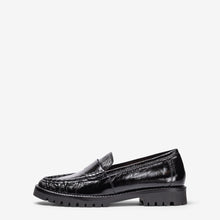 Load image into Gallery viewer, Black loafer shoe on a white background
