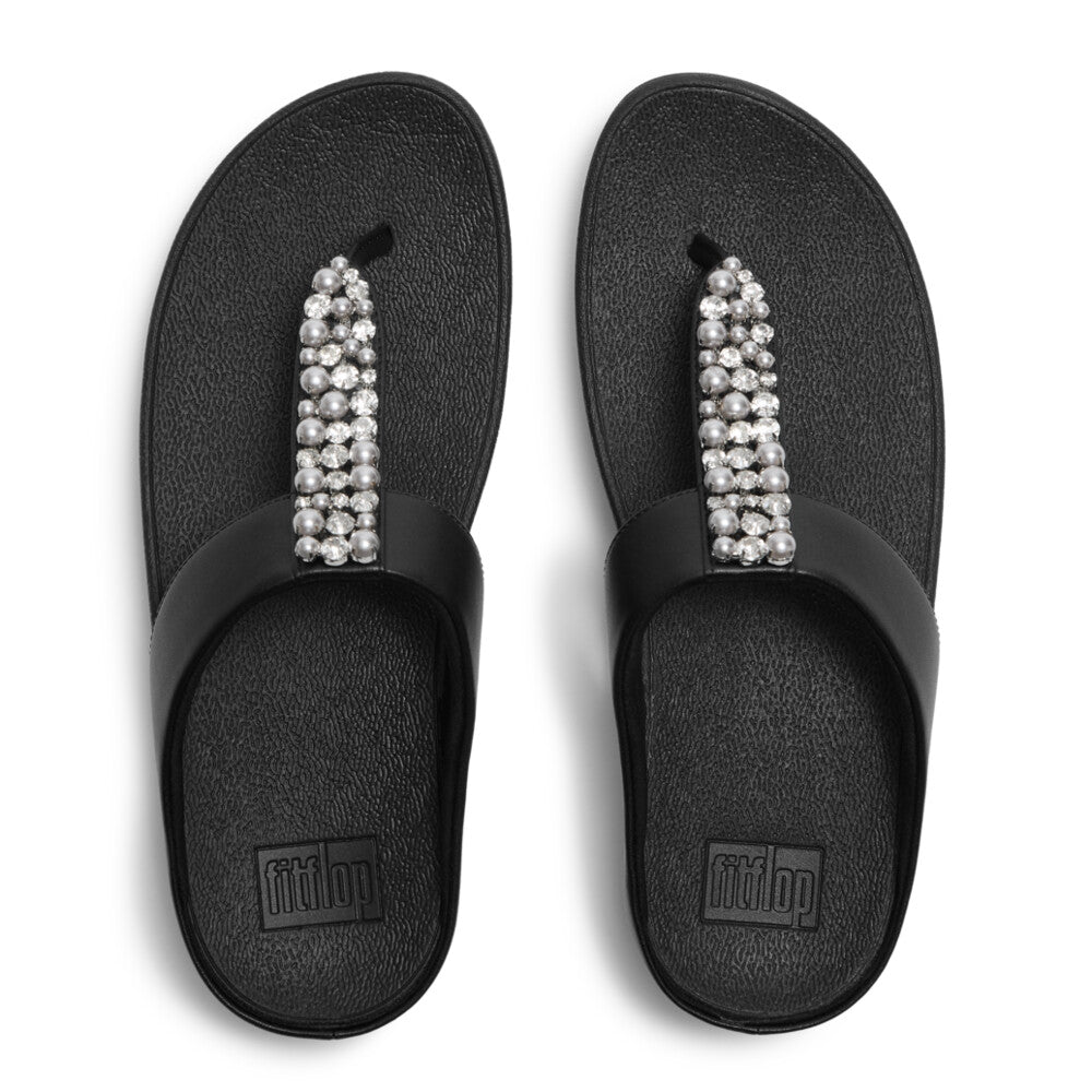 Fitflop Pearls and Crystal Black Toe Post|A2N001