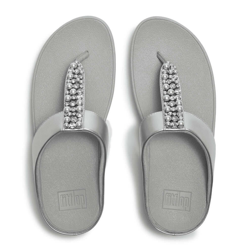 Fitflop Pearls and Crystal Silver Toe Post|A2N011