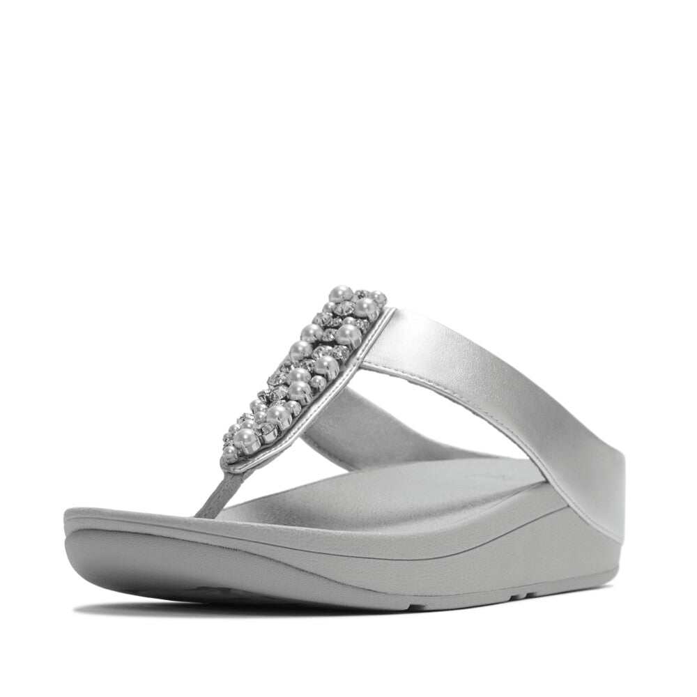 Fitflop Pearls and Crystal Silver Toe Post|A2N011