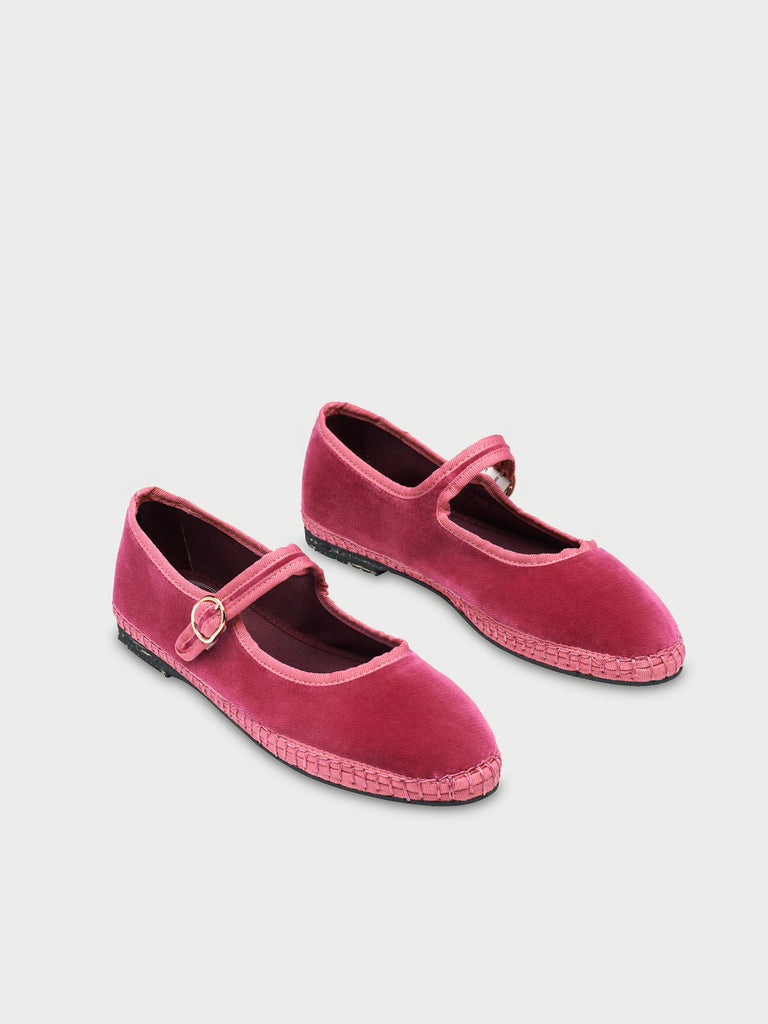 Flabelus Pink Velvet Mary Jane