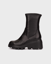 Load image into Gallery viewer, Wonders Black Sock Wedge Ankle Boot|G7030NE
