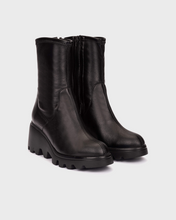 Load image into Gallery viewer, Wonders Black Sock Wedge Ankle Boot|G7030NE
