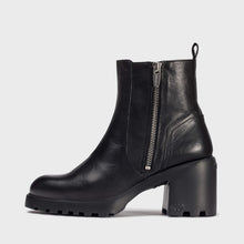 Load image into Gallery viewer, Wonders Black Leather Block Heel Ankle Boot|G7206NE
