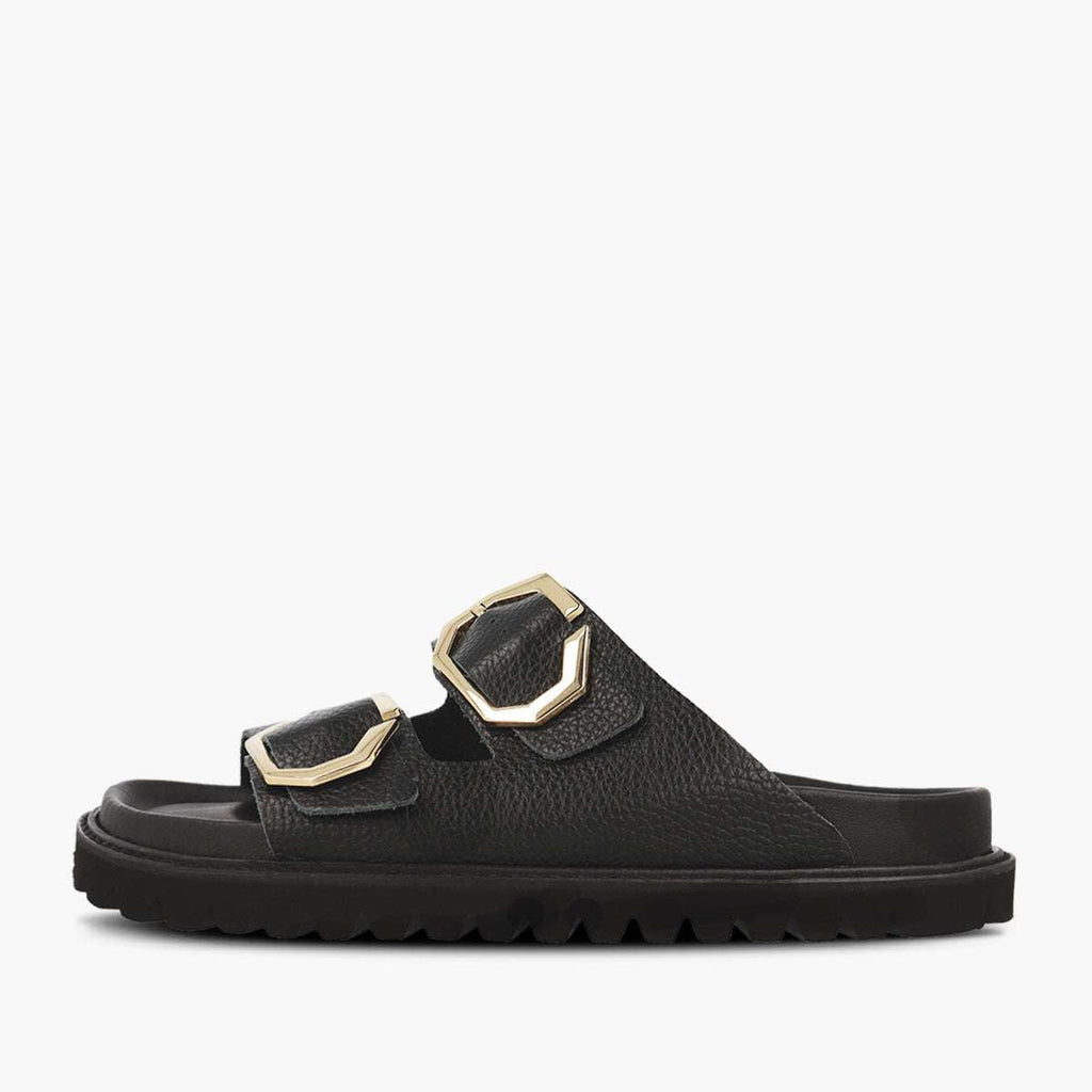 Genuins Galia Black Embossed Leather Mule |G106270