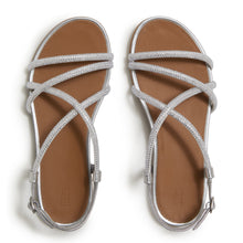 Load image into Gallery viewer, Fit Flop Silver Crystal Back Strap Sandal|A3Z011
