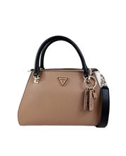 Load image into Gallery viewer, Beige handbag with black handle and strap on a white background
