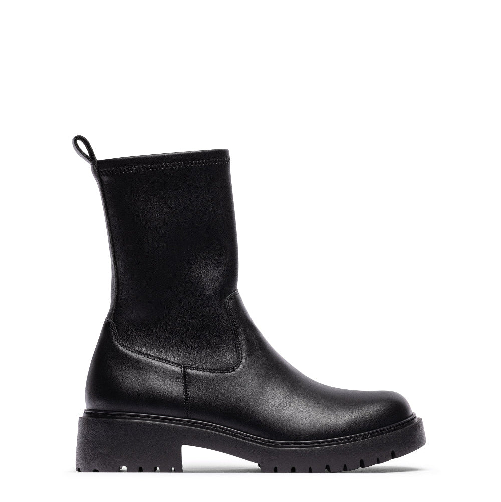 Unisa Black Leather and Sock Ankle Boot|GUIDOBK