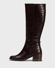Load image into Gallery viewer, Wonders Croc Print Leather Knee High Boot |H6502BRN
