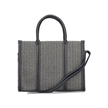 Load image into Gallery viewer, Black woven handbag with a strap on a white background
