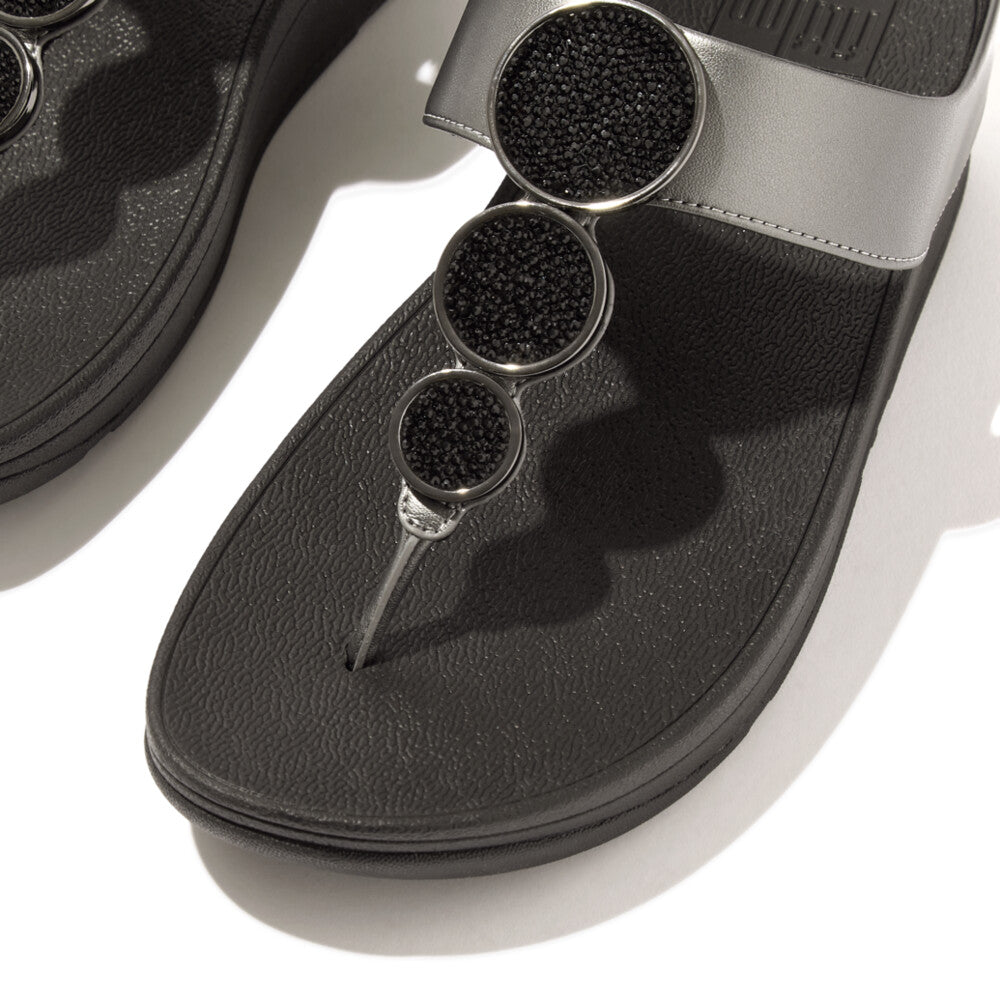 Fitflop Bead Circle Pewter Black Toe Post| HJ1B06