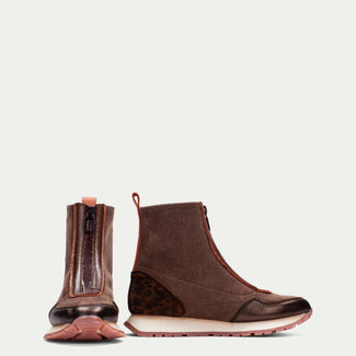 Hispanitas Brown Sporty Centre Zip Ankle Boot|HI254354BR