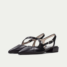 Load image into Gallery viewer, Black slingback shoes on a light gray background
