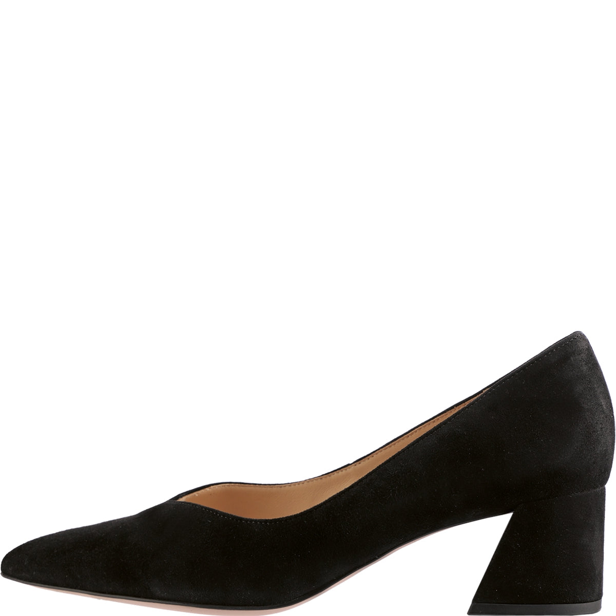 Black suede shoe on a white background