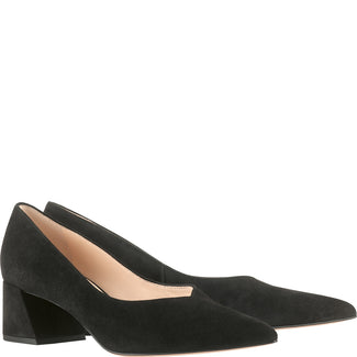 Black suede shoe on a white background