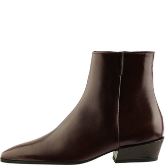 Brown ankle boot on a white background