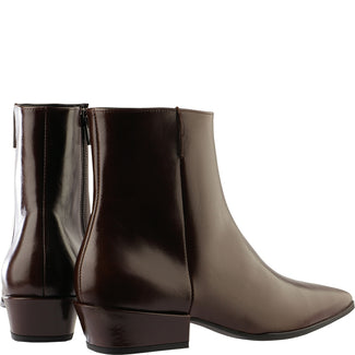 Brown ankle boot on a white background