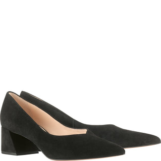 Hogl Black Suede Block Heel Pump|1045020100