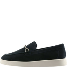 Load image into Gallery viewer, navy loafer shoe with a white sole on a white background
