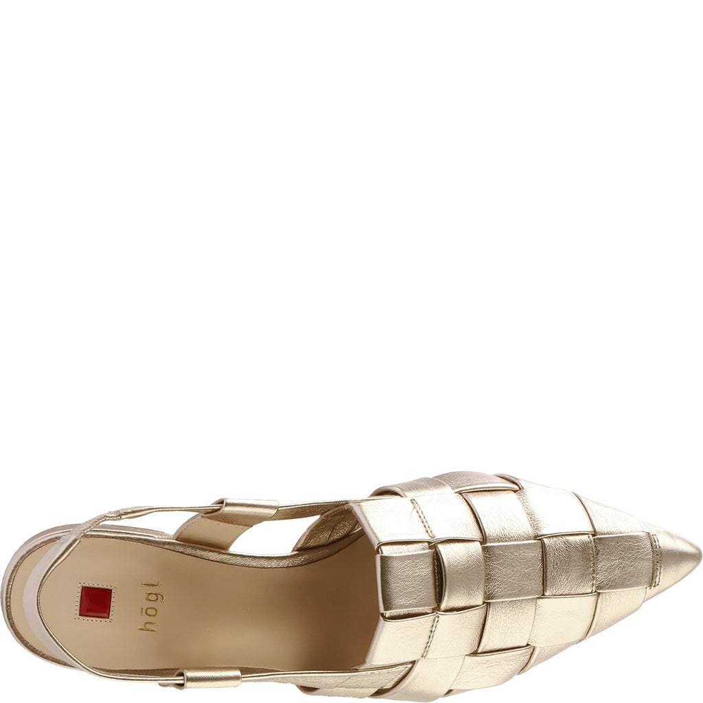 Hogl Gold Woven Sling Back|1019317800