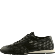 Load image into Gallery viewer, Black sneaker with textured side panel on a white background
