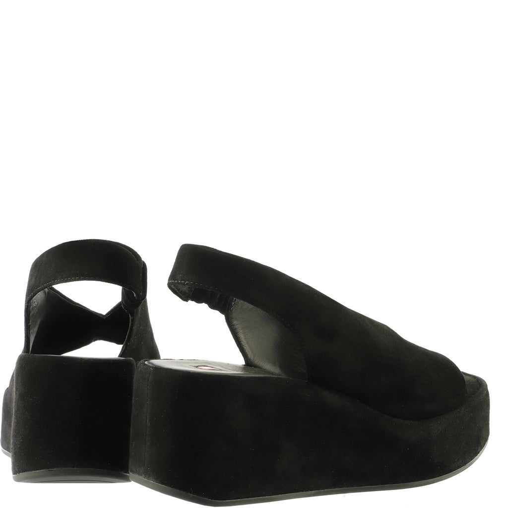 Hogl Black Suede Platform Sandal|1025220100