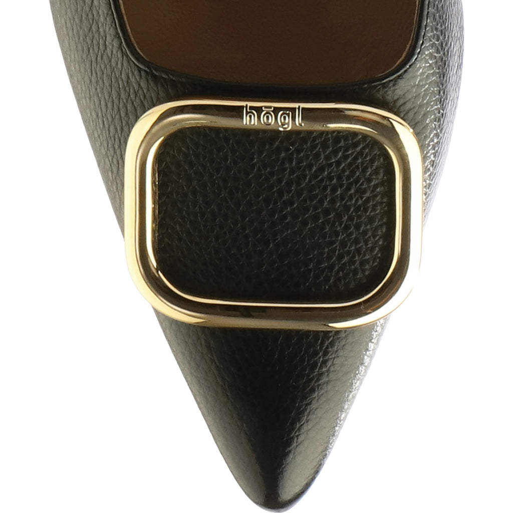 Hogl Black Leather Sling Back|1046230100