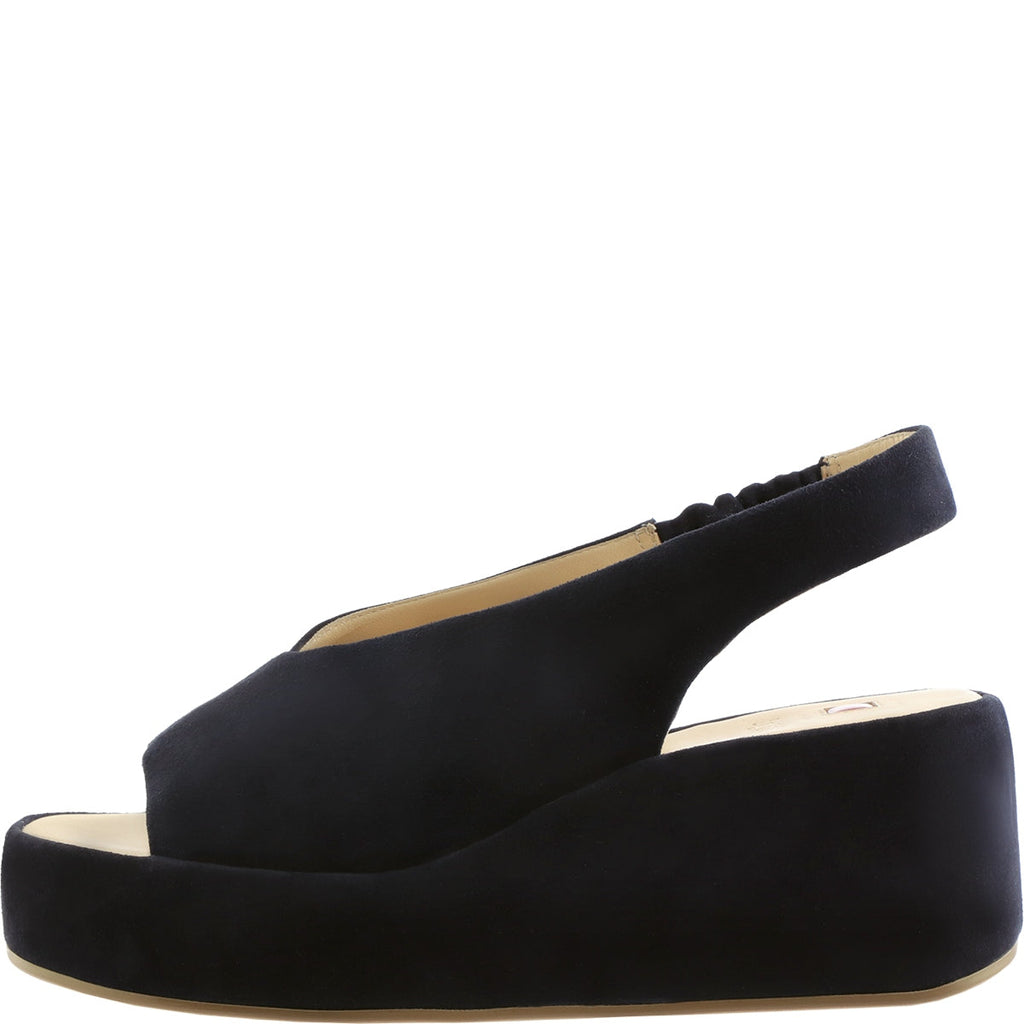 Black wedge sandal on a white background