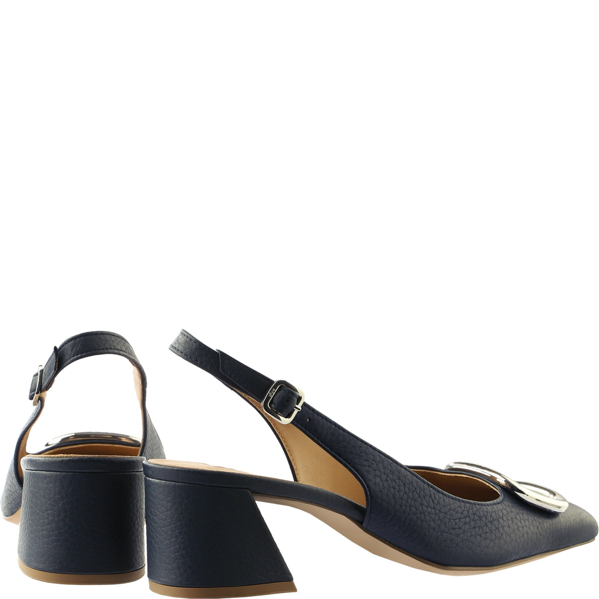 Hogl Navy Leather Sling Back|1046233500