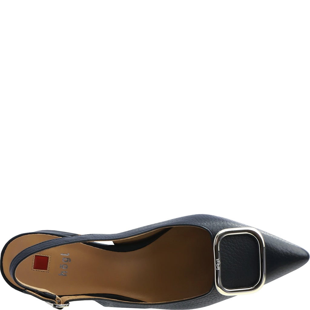 Hogl Navy Leather Sling Back|1046233500