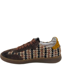 Load image into Gallery viewer, Brown and patterned sneaker on a white background
