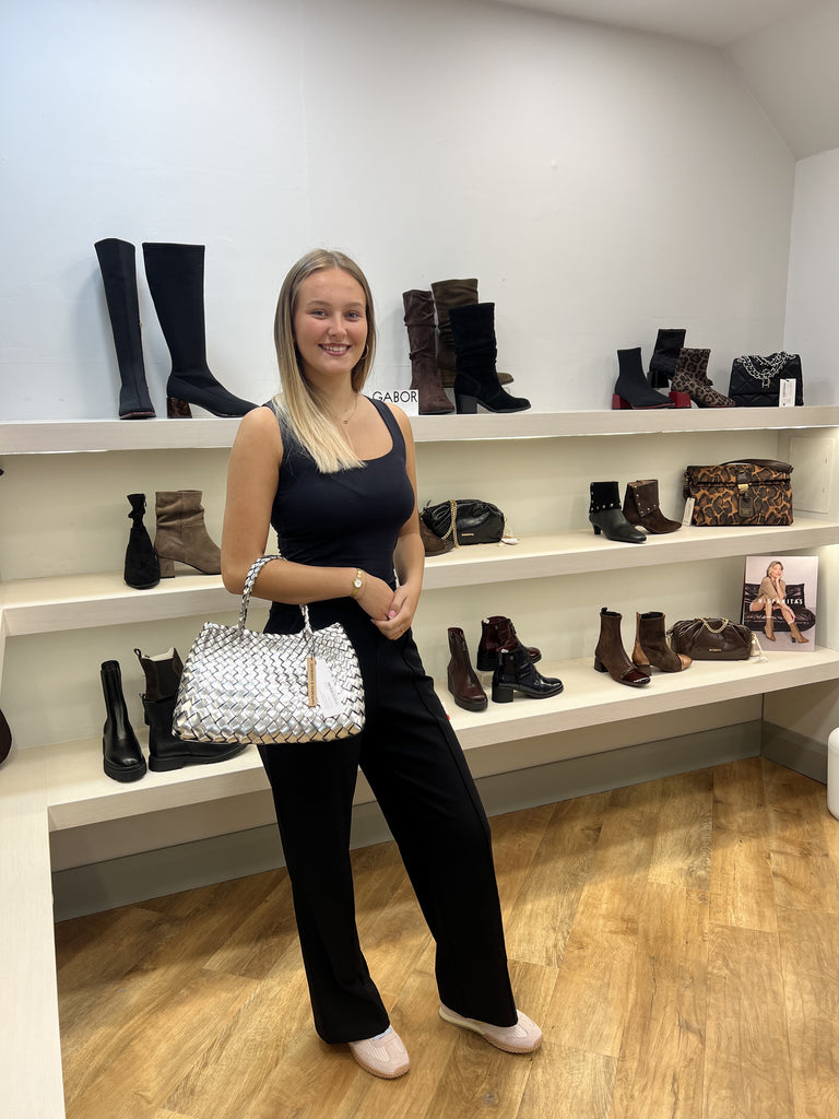 woven metallic handbag