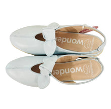 Load image into Gallery viewer, Light blue shoes with bows on a wooden surface
