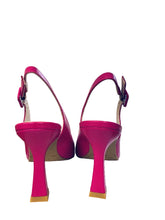 Load image into Gallery viewer, Pair of bright pink high-heeled shoes on a light surface with a window in the background.
